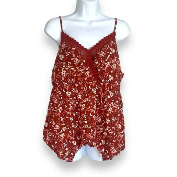 No Boundaries Rust Floral Lace Trim Cami Top XXL - Picture 9 of 9